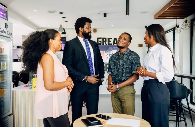 Corporate business team communicating and reviewing company mail